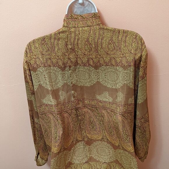 Hiroko Koshino oversized back slit mock neck button up blouse - Picture 3 of 12